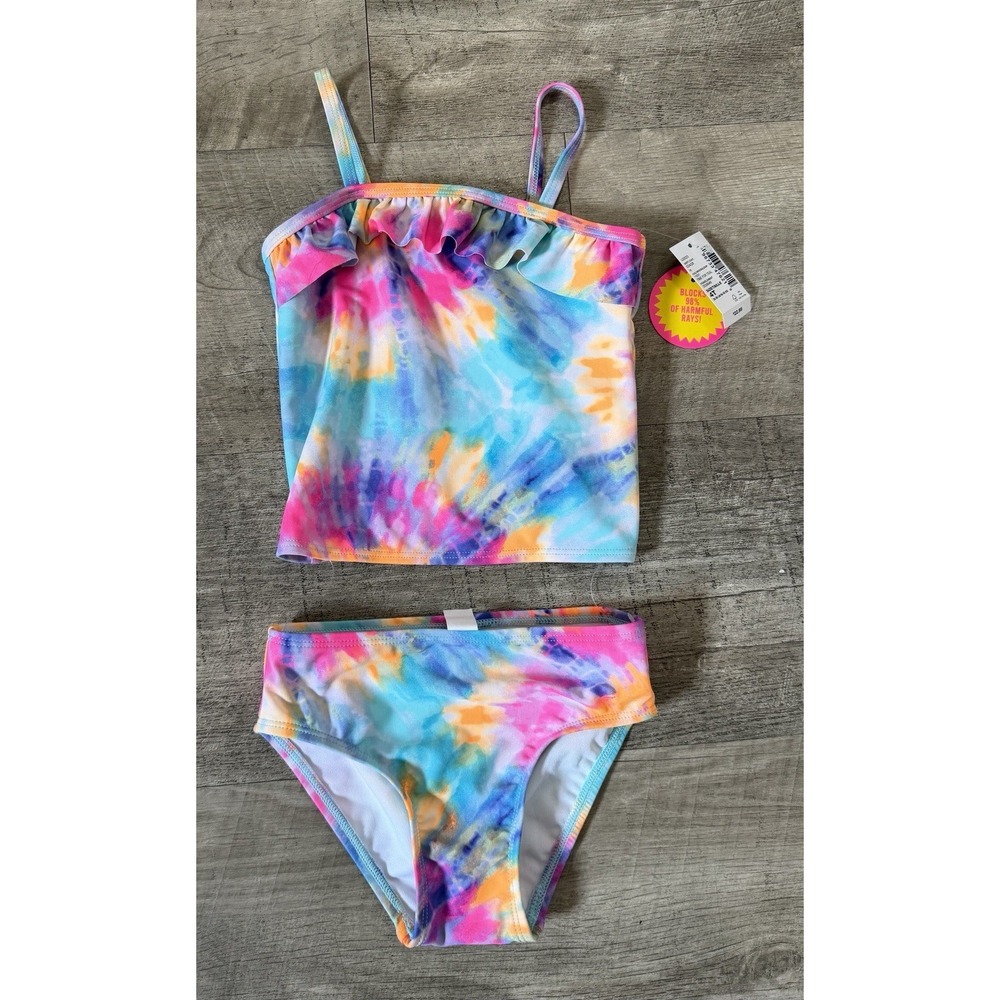 The Childrens Place Swimsuit Girls Large 10/12 Tie Dye Tankini Swimwear